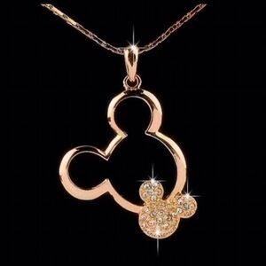 Mickey Mouse Rose Gold Crystal Necklace - Disney jewelry gift for women